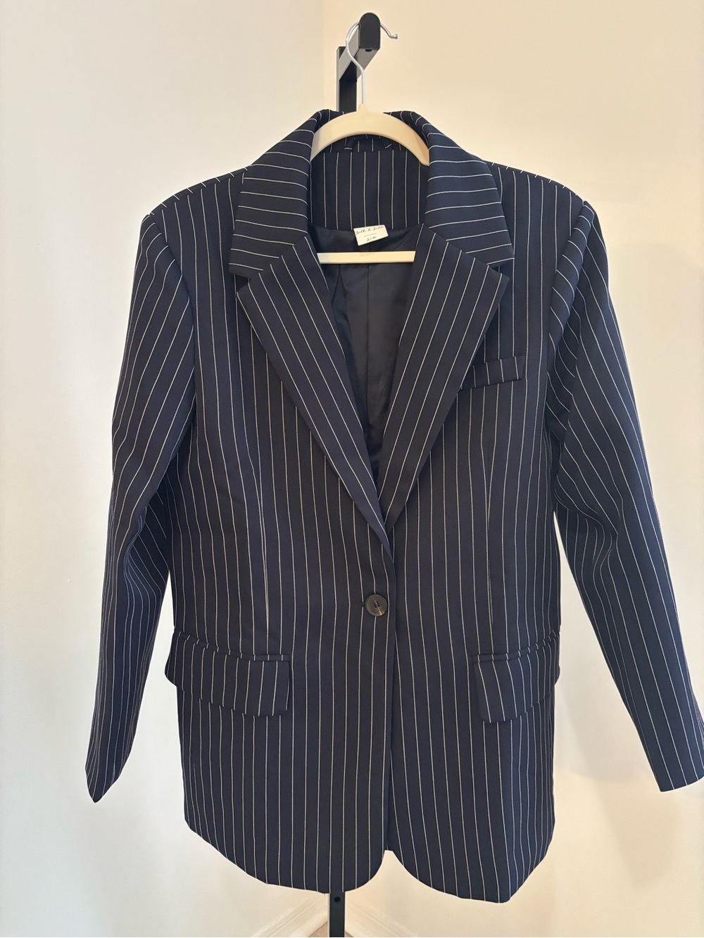 Silk & Salt Navy Pinstripe Blazer